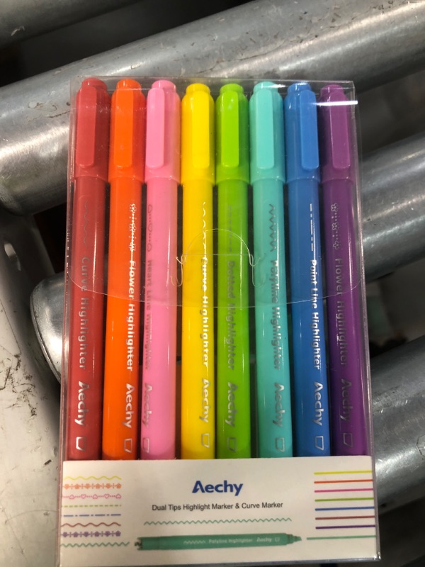 Photo 1 of AECHY 8PCS Curve Highlighter Pen Set, 