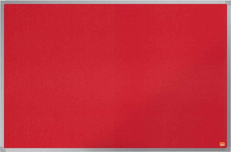 Photo 1 of Nobo Felt Noticeboard, 900 x 600 mm, Aluminium Trim, Corner Wall Mounting, Red, 