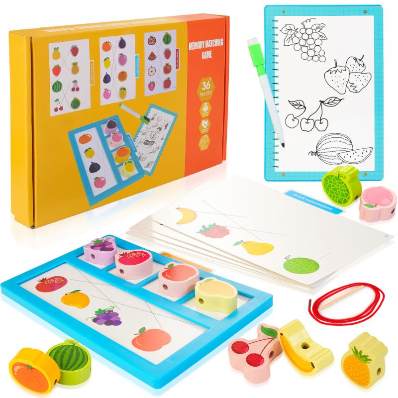 Photo 1 of Bravmate Wooden Memory Matching Games, 3 in 1 Montessori Toy Set