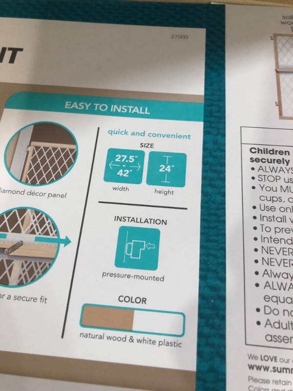 Photo 5 of ***READ NOTES***Summer Secure Pressure Mount Wood & Plastic Baby Gate