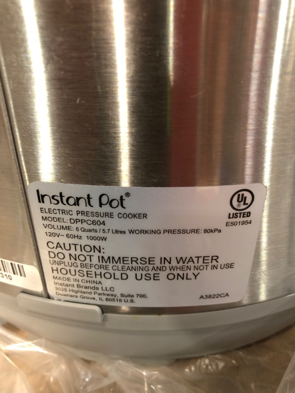 Photo 4 of * item will power on * will not cook * sold for parts * 
Instant Pot Duo Plus, 6-Quart Whisper Quiet 9-in-1 Electric Pressure Cooker