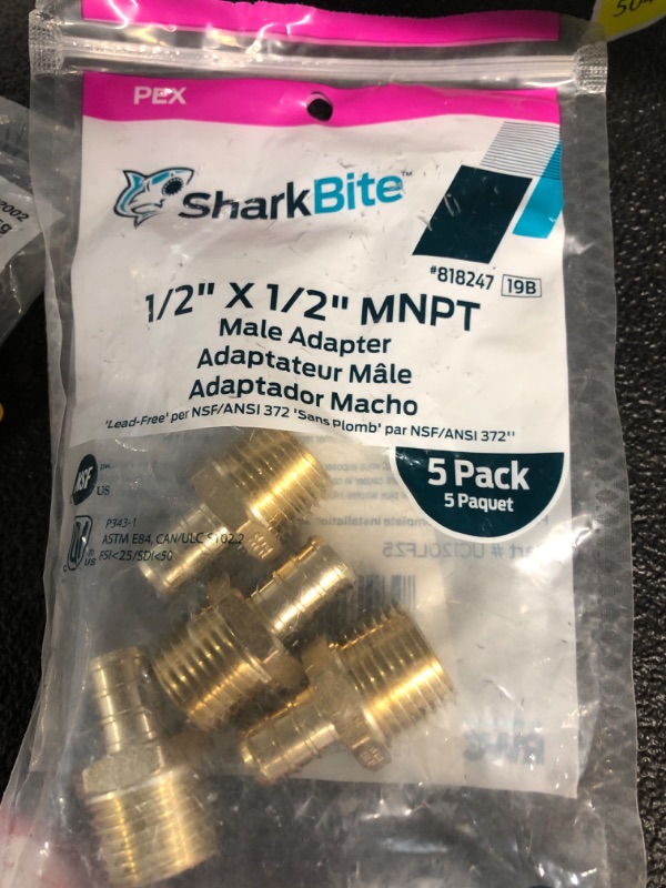 Photo 1 of **SEE NOTES**
SharkBite 1/2-in PEX Crimp x 1/2-in MNPT Brass Male Adapter (5-Pack)
