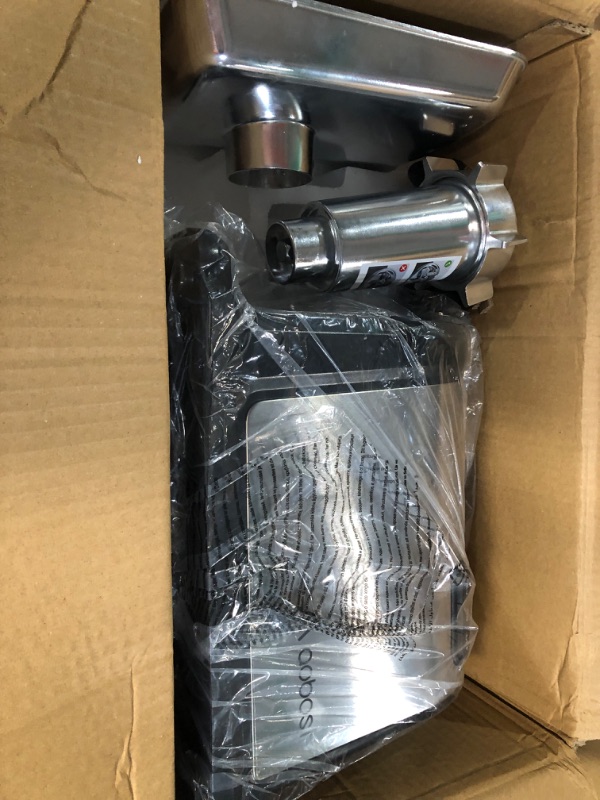 Photo 3 of **NONREFUNDABLE**FOR PARTS OR REPAIR**SEE NOTES**
AAOBOSI Electric Meat Grinder ?3000W Max ?Heavy Duty Stainless Steel Meat Mincer with 3 Grinding Plates, 3 Sausage Stuffer Tubes & Kubbe Attachments,Easy One-Button Control silver+black