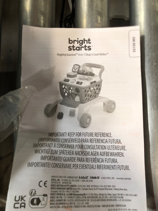 Photo 4 of Bright Starts Giggling Gourmet 4-in-1 Shop ‘n Cook Walker Shopping Cart Push Toy, Ages 6 months +