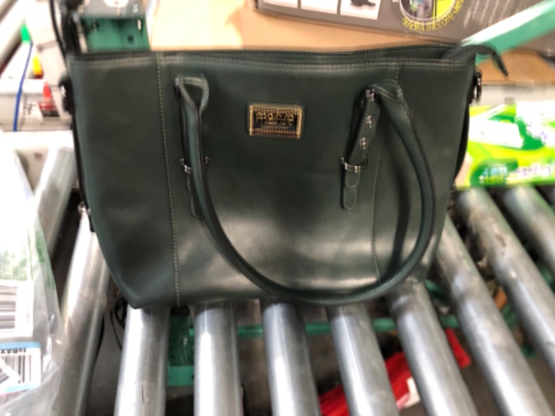 Photo 2 of MOSISO PU Leather Laptop Tote Bag for Women (15-16 inch), Midnight Green 16 inch *Midnight Green*