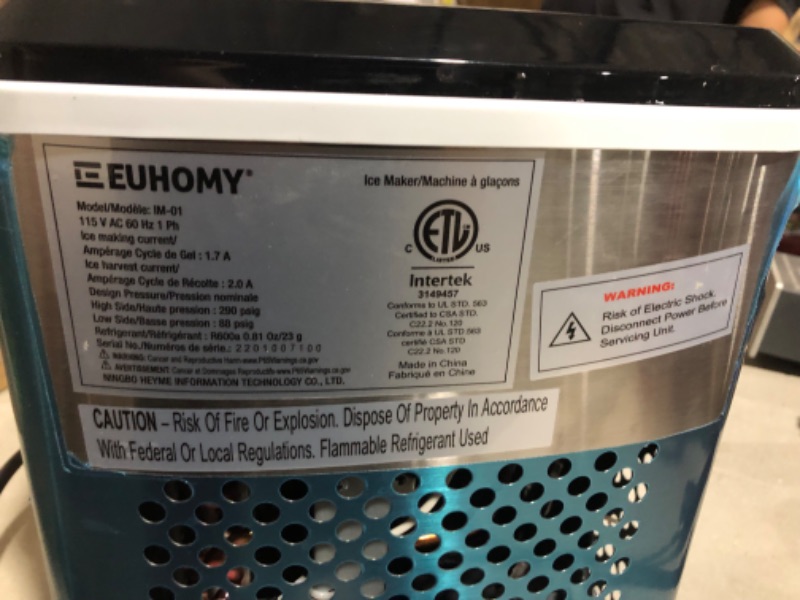 Photo 10 of (AS IS AND USED AND FOR PARTS ONLY!!!) Euhomy Ice Maker Machine Countertop, 26 lbs in 24 Hour