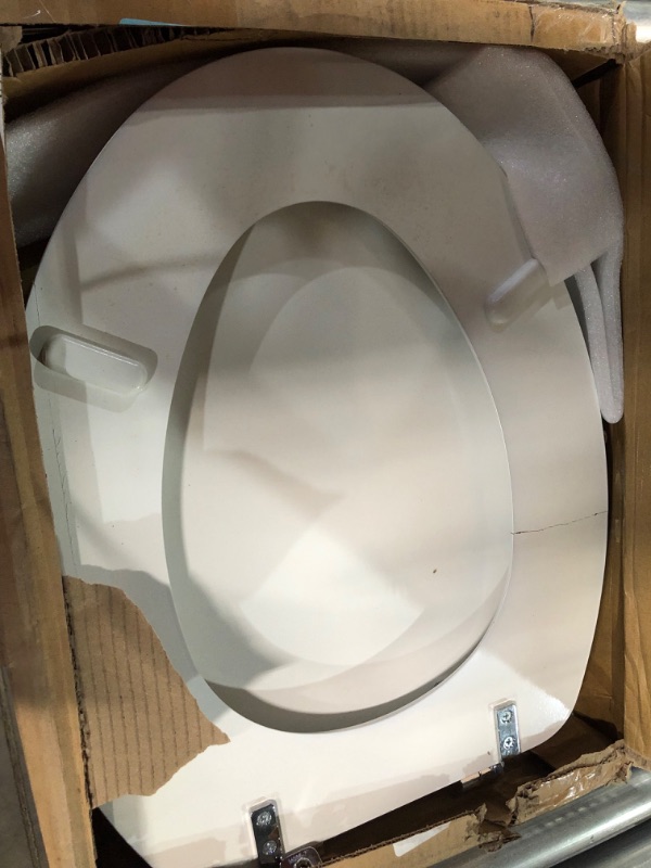 Photo 3 of **HAS CRACK ON THE SEAT** MAYFAIR 1844CP 000 Toilet Seat with Chrome Hinges will Never Come Loose, ELONGATE , White 1 Pack