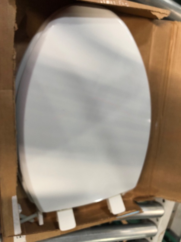 Photo 2 of **HAS CRACK ON SEAT** Bemis 1500EC 390 Lift-Off Wood Elongated Toilet SEAT, Cotton White