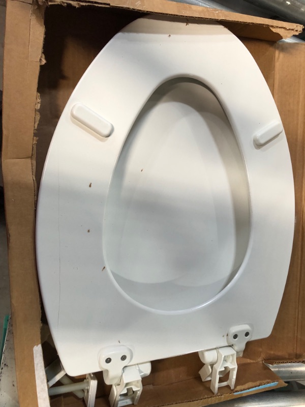 Photo 4 of **HAS CRACK ON SEAT** Bemis 1500EC 390 Lift-Off Wood Elongated Toilet SEAT, Cotton White