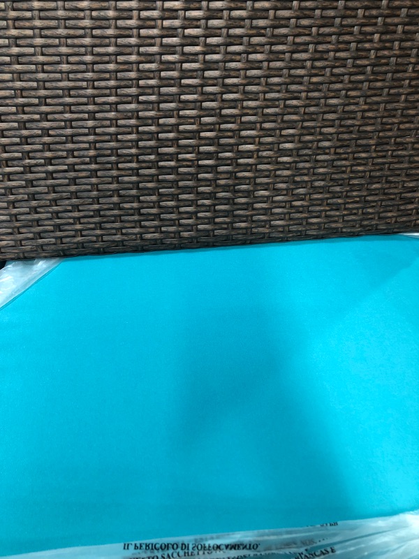 Photo 3 of (PARTS ONLY, Check Notes) HARBOURSIDE Patio 2 Person Glider Bench with Turquoise Cushion