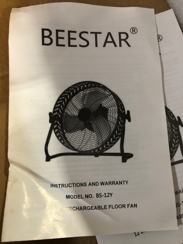 Photo 1 of ***NONFUCNTIONAL - SEE NOTES***
BEESTAR Battery Operated Fan, 12 Inch Rechargeable