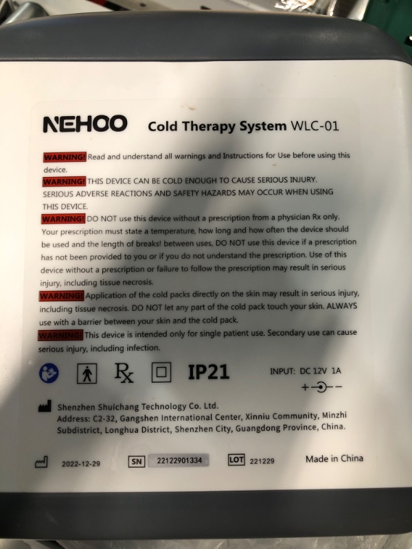 Photo 5 of * item sold for parts/repair *
 NEHOO Cold Therapy System