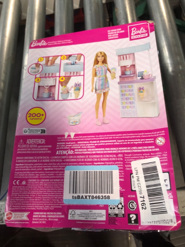 Photo 3 of Barbie Ice Cream Shop Playset with 12 in Blonde Doll, Ice Cream Making Feature