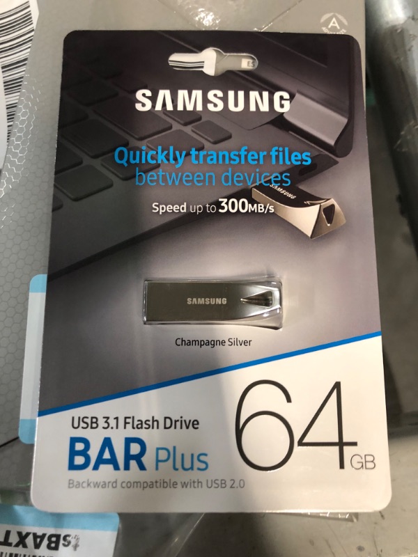 Photo 2 of Samsung BAR Plus 64GB - 300MB/s USB 3.1 Flash Drive Champagne Silver (MUF-64BE3/AM) 64 GB Silver