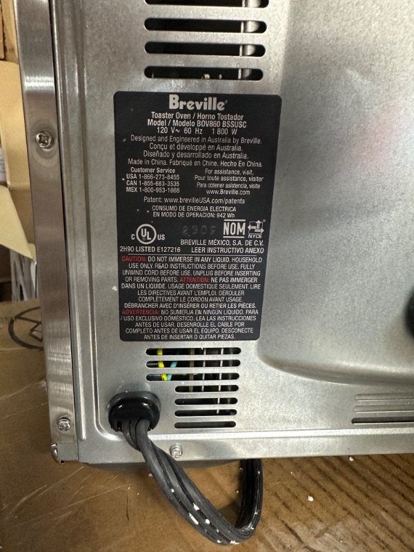 Photo 4 of * item used * damaged * not functional * sold for parts only *
Breville Smart Oven Air Fryer Toaster Oven, Brushed Stainless Steel, BOV860BSS
