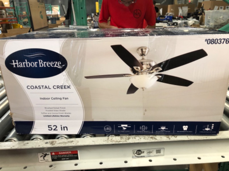 Photo 4 of **PARTS ONLY**
Harbor Breeze COASTAL CREEK 52-in Brushed Nickel Downrod or Close Mount Indoor Ceiling Fan with Light Kit