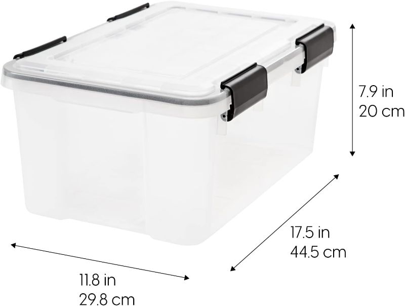 Photo 1 of ***DAMAGED - SEE NOTES***
4 Pack IRIS USA 19 Quart WEATHERPRO Plastic Storage Box with Durable Lid and Seal