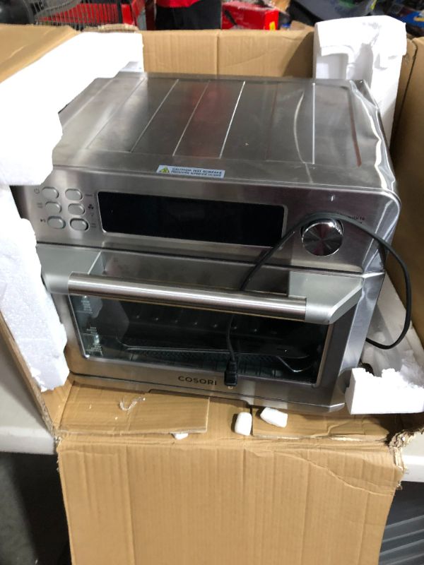 Photo 4 of **LARGE DENTS** COSORI Air Fryer Toaster Oven Combo, 12-in-1 Convection Ovens Countertop, Stainless Steel, Smart, 6-Slice Toast, stainless steel