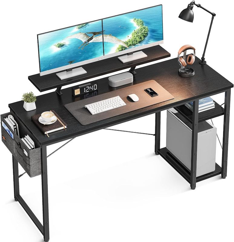 Photo 1 of **stock photo reference only*ODK Computer Desk with Adjustable Monitor Shelves, 55 inch Home Office Desk with Monitor  (10cm, 13cm, 16cm)