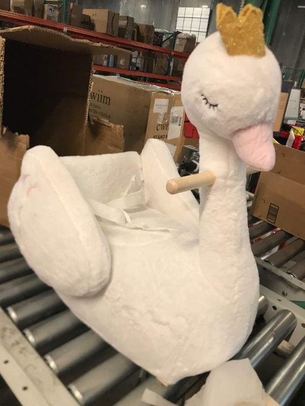 Photo 4 of ***NO HARDWARE INCLUDED - OTHER PARTS LIKELY MISSING AS WELL***
labebe - Plush Rocking Horse Wooden, Baby Riding Animal White Swan