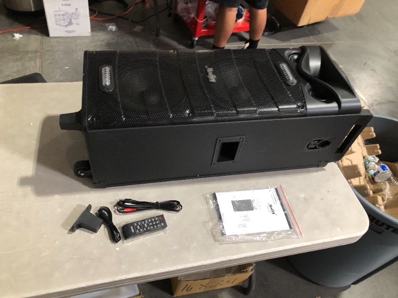 Photo 1 of ***DAMAGED - SEE NOTES***
Moukey Karaoke Machine, PA System Double Subwoofer for Party 10" Subwoofer
