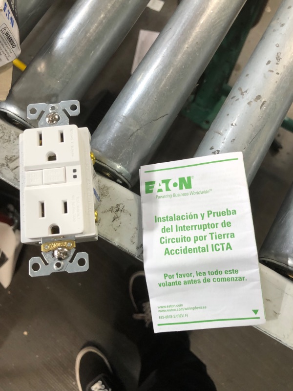 Photo 2 of Eaton 20-Amp GFCI Residential Decorator Outlet, White | SGF20W-BX-LW