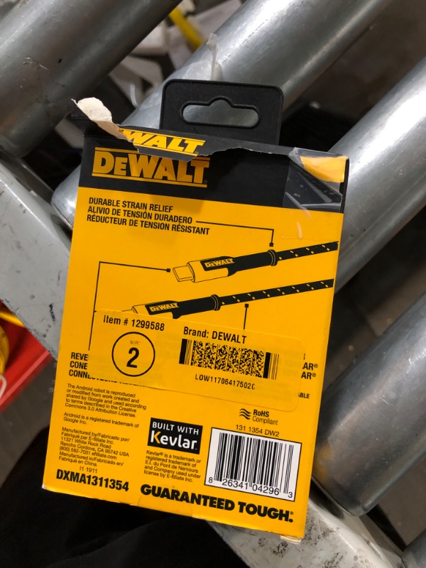 Photo 2 of dewalt type c to type c cable 6 ft. black/yellow