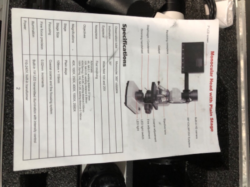 Photo 2 of Upgraded Microscope for Adults with 40X-2500X Magnification, Dual-View Siedentopf Head Lab Trinocular Compound Microscope