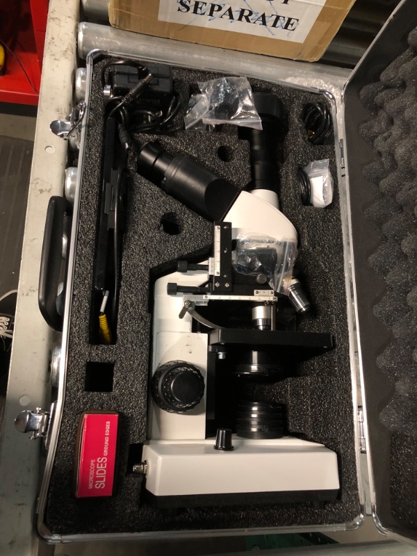 Photo 1 of Upgraded Microscope for Adults with 40X-2500X Magnification, Dual-View Siedentopf Head Lab Trinocular Compound Microscope