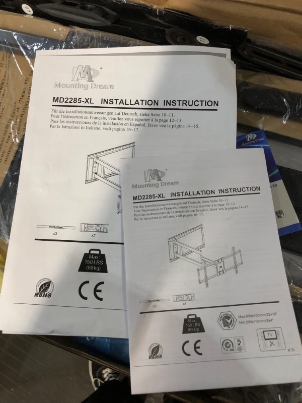 Photo 2 of Mounting Dream Long Arm TV Wall Mount for Most 42-90 Inch TV, 40 Inch Long Extension TV Mount Swivel and Tilt, Full Motion TV Mount Fits Max VESA 800x400mm, 150 lbs. Loading, 16”,18”, 24” Studs