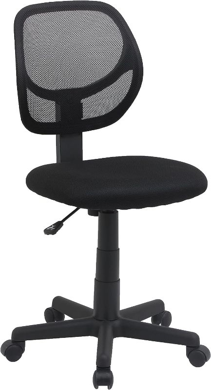 Photo 1 of (STOCK PHOTO FOR SAMPLE ONLY) - Amazon Basics Low-Back, Upholstered Mesh, Adjustable, Swivel Computer Office Desk Chair, Black, 18.7"D x 17.7"W x 38.2"H