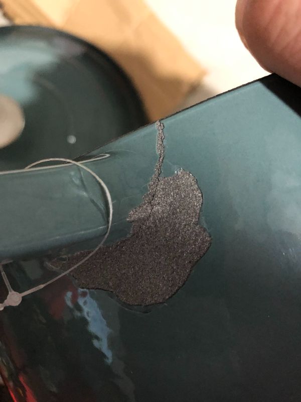 Photo 1 of **CRACK AROUND HANDLE, SEE PHOTOS** Crock-Pot Artisan Oval Enameled Cast Iron Dutch Oven, 7-Quart, Teal Ombre