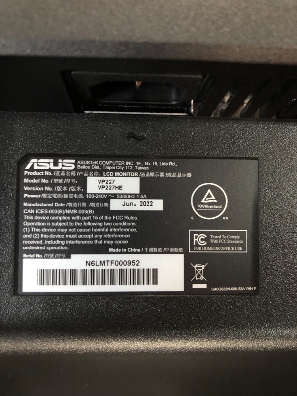 Photo 5 of PARTS ONLY ASUS 21.5” Monitor (VP227HE) -