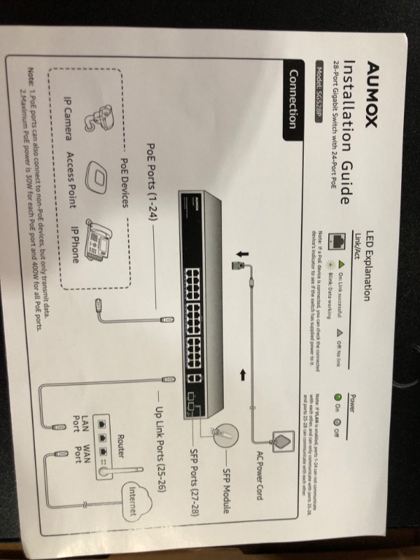 Photo 2 of **PARTS ONLY** Aumox 24 Port Gigabit PoE Switch, 