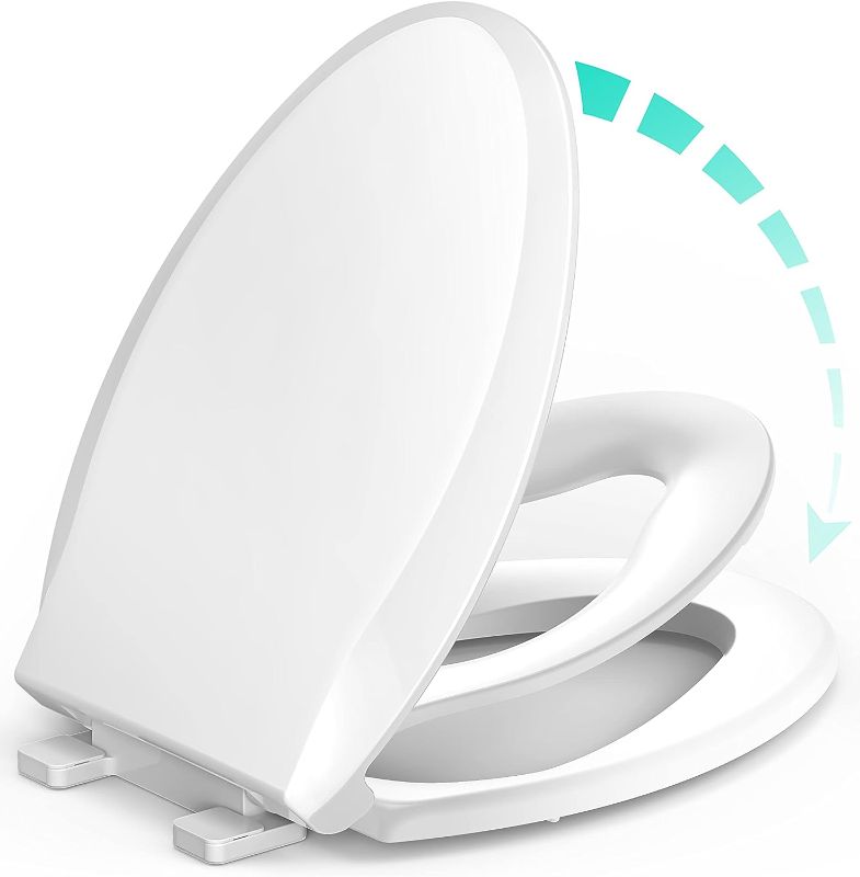 Photo 1 of **BROKEN HINGE** Elongated Toilet Seat with Built-in Potty Training Seat (Elongated 18.5", Oval)