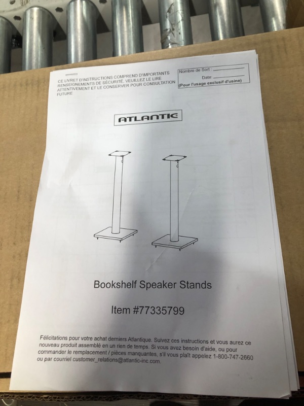 Photo 5 of Atlantic Bookshelf Speaker Stands - Steel Construction, Pedestal Style & Built-in Wire Management, Support Bookshelf-Style Speakers up to 20 lbs. PN 77335799 - Black 2-Pack