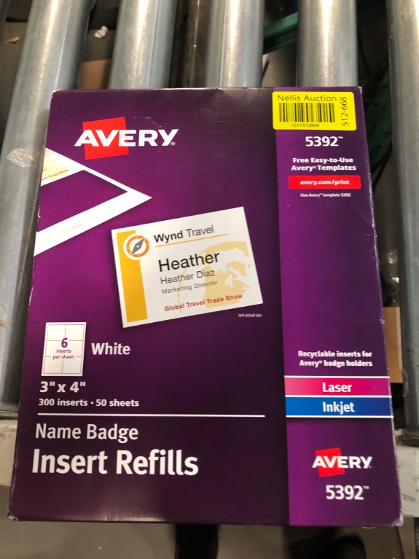 Photo 2 of Avery Name Badge Insert Refills, 3" x 4", 300 Inserts