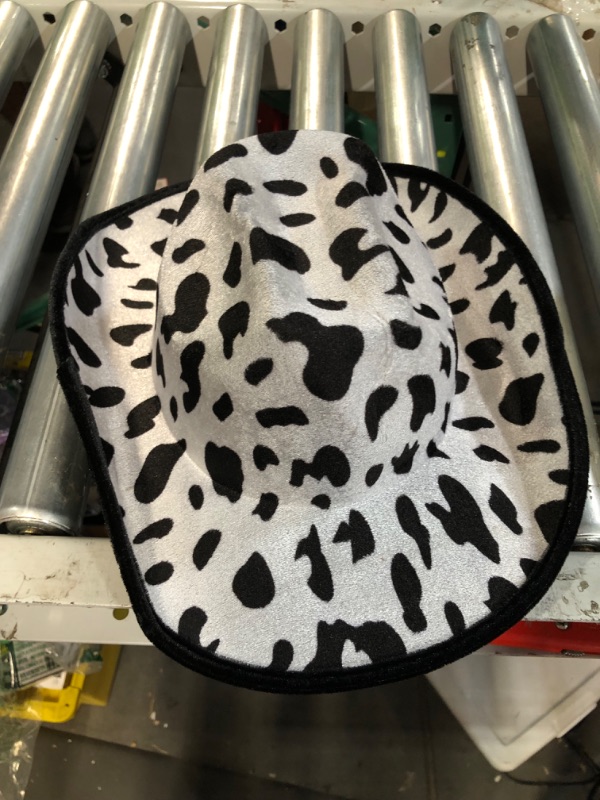 Photo 2 of Fun Cow Print Cowboy Hat for Halloween Costume Parties (Adult Size, Unisex)