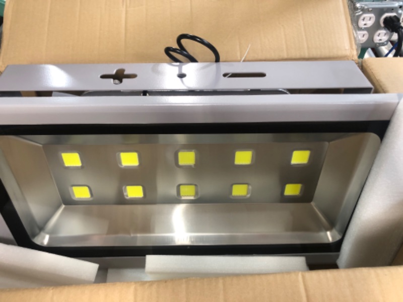 Photo 1 of *parts only* *damaged cord*
LED Flood Light 500W Outdoor Waterproof IP66-Jiuding Super Bright 6000K Daylight White LED Garden Light, 500W Grey 500W