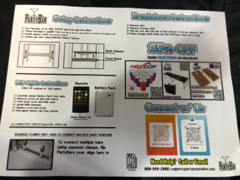 Photo 2 of ***LED LIGHTS NOT WORKING - SEE NOTES***
Folding Portable Party Bar w/Changing LED Lights, Black & Hawaiian Bar Skirts, and Storage 