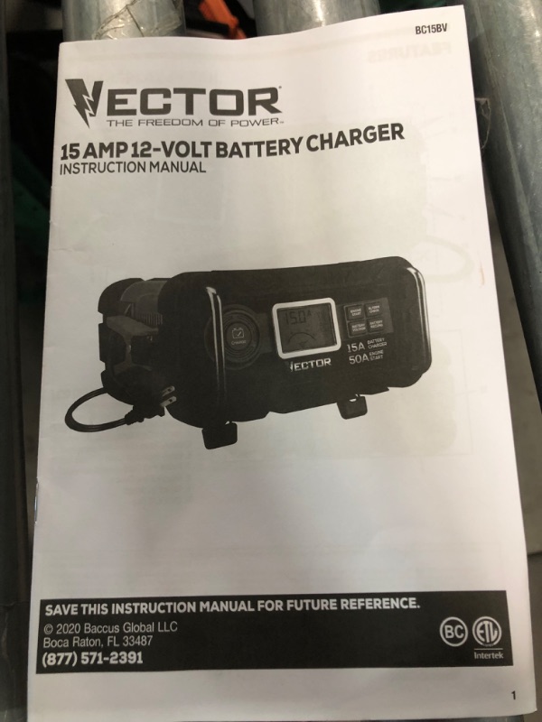 Photo 3 of Vector 15 Amp Automatic 12V Battery Charger with 50 Amp Engine Start and Alternator Check