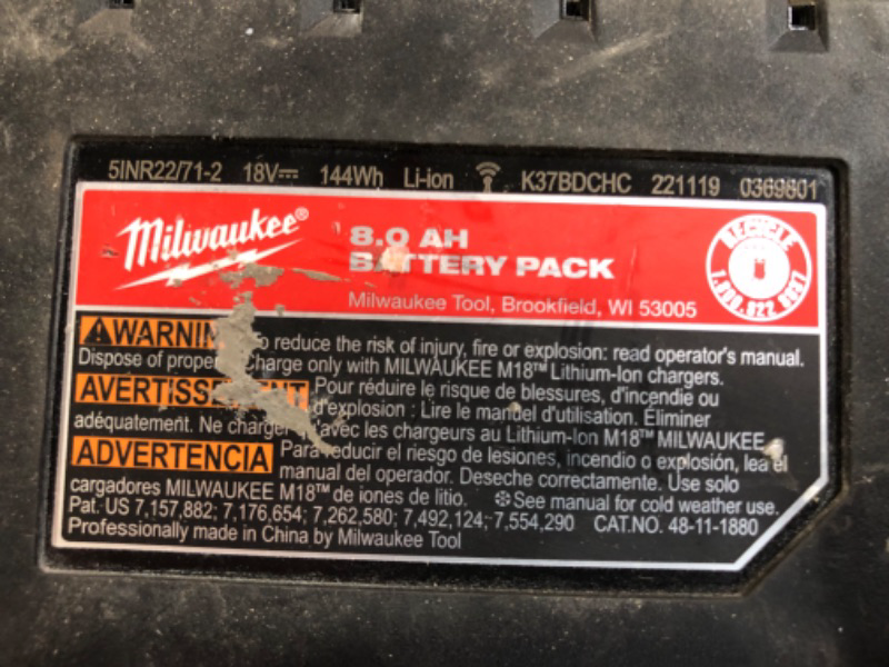 Photo 3 of Milwaukee M18 18-Volt Lithium-Ion HIGH OUTPUT XC 8.0 Ah Battery