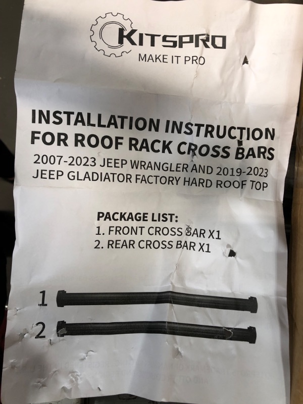 Photo 1 of KitsPro 260lb Roof Rack Cross Bars Matte Black Heavy Duty Aluminum(2007-2023Wrangler)