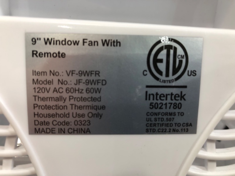 Photo 4 of **PARTS ONLY**
KEN BROWN 9 Inch Twin Window Fan With Remote, 3-Speed Reversible Air Quiet Flow 