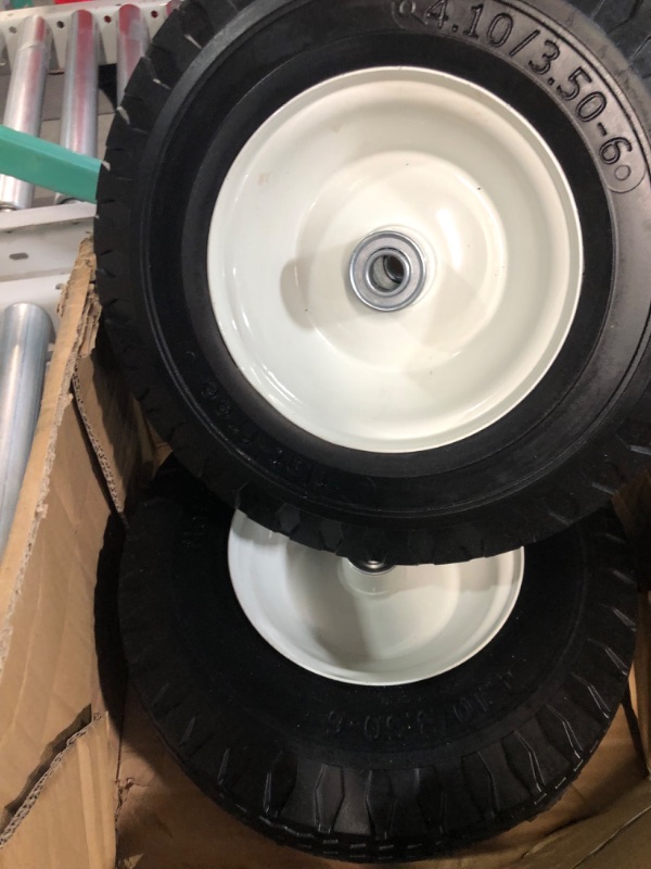 Photo 2 of 2-Pack 4.10/3.50-6" Flat Free Tire with Rim,13" Hand Truck Utility Universal Wheels, 3" Centered Hub with 5/8" Ball Bearings,w/Grease Fitting,410/350-6",410/350x6