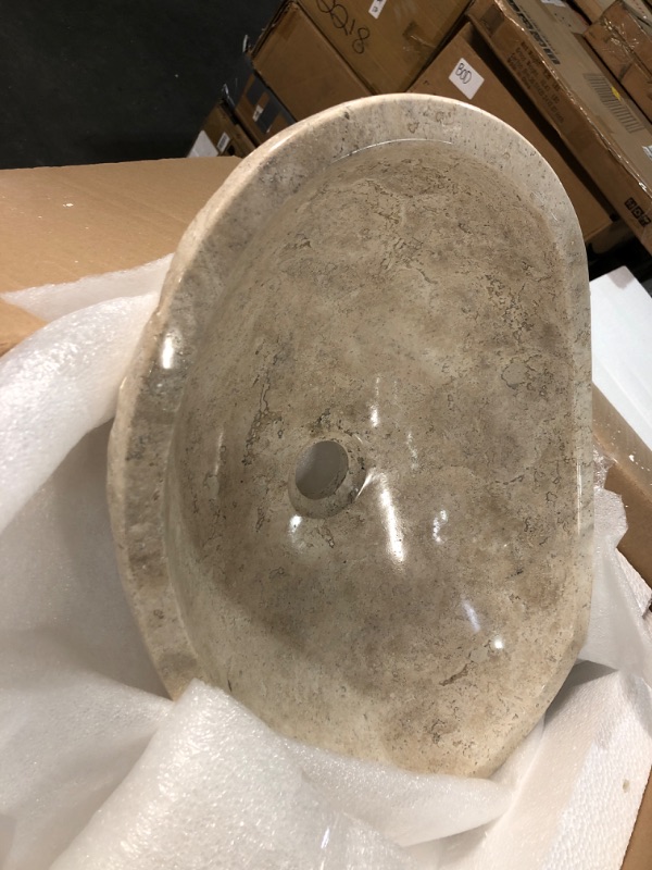 Photo 3 of Tan Travertine Chiseled Stone Bathroom Vessel Sink - Oval Canoe Shape - NEW ITEM COMES WITH SOAP DISH STOCK PHOTO FOR REF ONLY DISH AND SOAP HOLDER ONLY