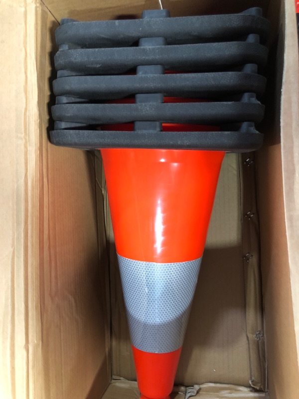 Photo 2 of (5 Cones) BESEA 18" inch Orange PVC Safety Traffic Cone