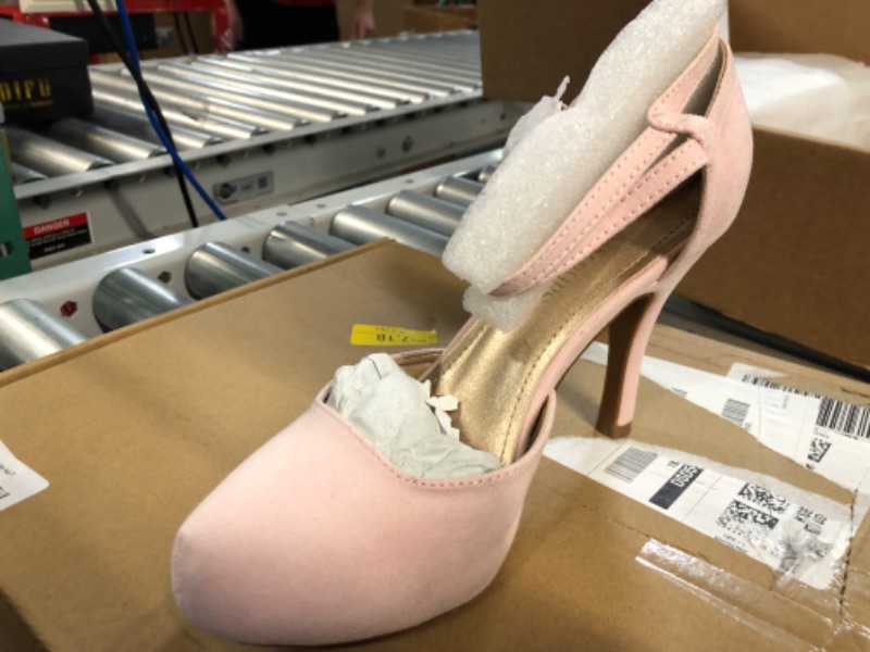 Photo 2 of DREAM PAIRS Office-02 Women's Mary Jane Double Ankle Strap Almond Toe High Heel Pumps Size 7 Pink Suede