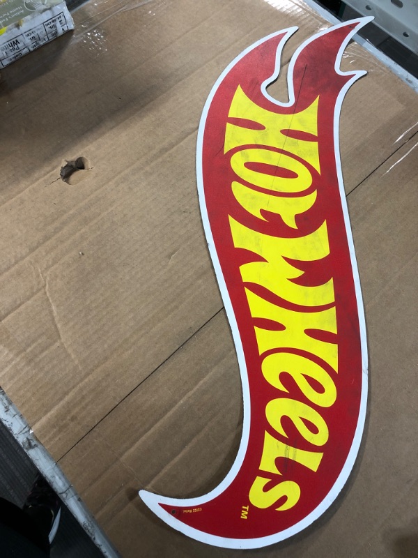 Photo 2 of (Minor damage) Open Road Brands Mattel Hot Wheels Flame Logo Metal Sign -  Red