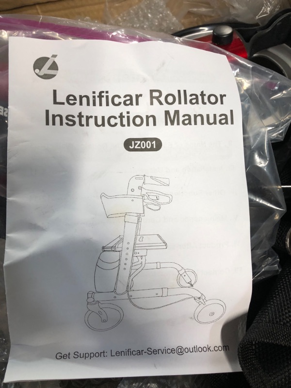 Photo 3 of HEAO Rollator Walker for Seniors,10" Wheels Walker with Cup Holder,Padded Backrest and Compact Folding Design,Lightweight Mobility Walking Aid with Seat,Red